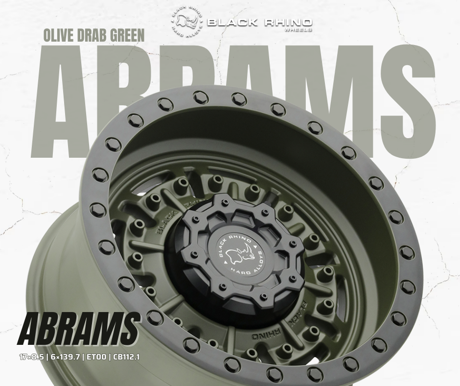 Mâm Black Rhino Abrams 17×8.5 | 6×139.7 | ET00 | CB112.1 (Màu Xanh Olive)